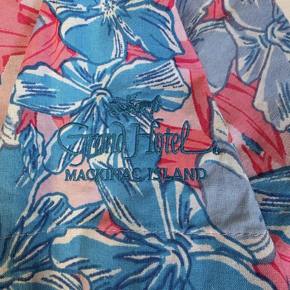 Vineyard Vines Shirt Mens XL Pink Blue Floral Hawaiian Aloha Vacation Button Up - Picture 7 of 11